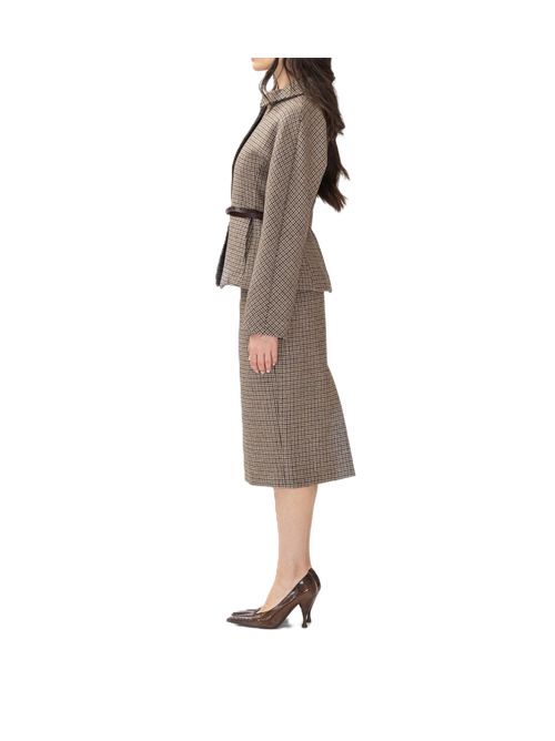 Gonna completo midi pied de poule P.a.r.o.s.h. | D621209LAURIE804 FANT BEIGE